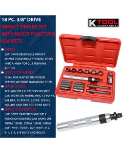 KTI71717 image(10) - K Tool International Impact Driver Set 18 Piece 3/8 Inch Drive