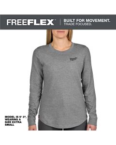 MLWF552G-L image(0) - Milwaukee Tool Womens FREEFLEX Hybrid Tee - Long Sleeve Gray L