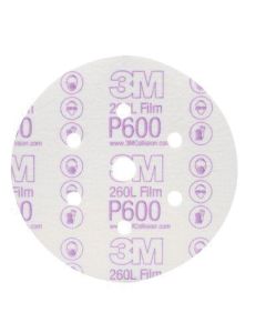 MMM1071 image(0) - 3M 01071 260L Series Dust Free Abrasive Disc, 6 in Dia, P600 Grit, Hook and Loop, White