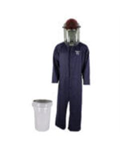 OBRHRC2-BKT-NB-L image(0) - OBERON Bucket Kit - Arc Flash - 8 Cal HRC2 - Comes With Coveralls, Hard Cap, Face Shield, Balaclava & Storage Bucket - Color: Navy Blue - Size: Large