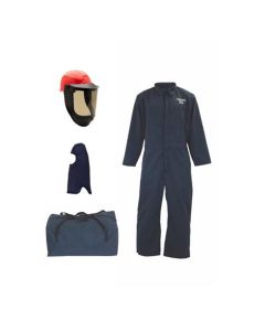 OBRTCG2P-CKE-EL-NB-S image(0) - OBERON Bag Kit - Arc Flash - 12 Cal TCG2P - EZ Lift PPE - Comes With Coveralls, Hard Cap, Face Shield, Balaclava & Storage Bucket - Color: Navy Blue - Size: Small