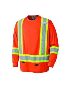 SRWV1051250U-L image(0) - Pioneer Birdseye Long-Sleeved Safety Shirt  - Color:  Hi-Viz Orange  - Size: L