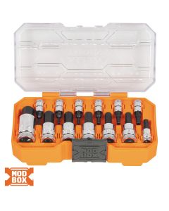 KLE65213HEXM image(0) - Klein Tools Knurled Hex Bit Socket Set, Metric, 13-Piece