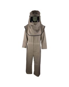 OBRFRTC4A-2XL image(0) - OBERON Suit Kit - Arc Flash - 40 Cal CAT  - Comes with Hood and Coveralls - Color: Khaki - Size: 2XL