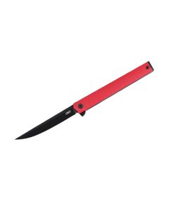 CRK7097RK image(0) - CRKT (Columbia River Knife) CEO AUS 8 EDP Plain Blade Folding Knife with Liner Lock Glass-Reinforced Nylon Handle - Black/Red